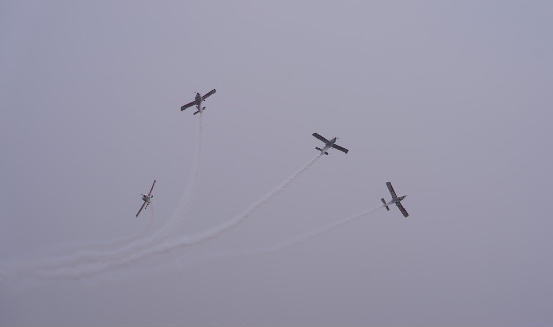 云顶国际yd888四机航行编队惊艳尧城（太原）国际通用航空航行大会